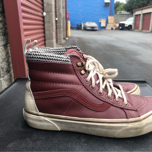 vans 721454 Unisex’s Brown White Leather high top Sneakers Size M4.5,W6 - Picture 5 of 13